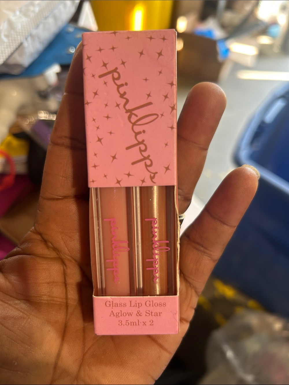 NIB Pinklipps Glass Lip Gloss Duo In Aglow & Star 3.5ml x2pc Full Size